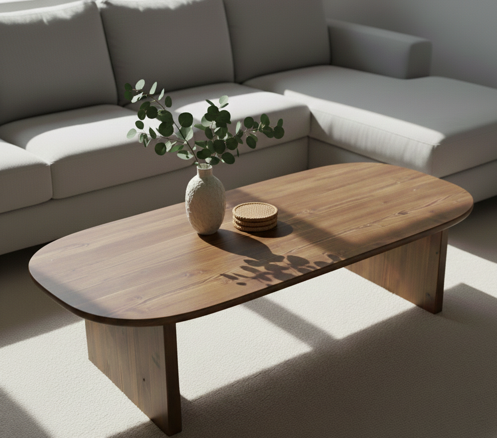 Ovalt Soffbord i Gran