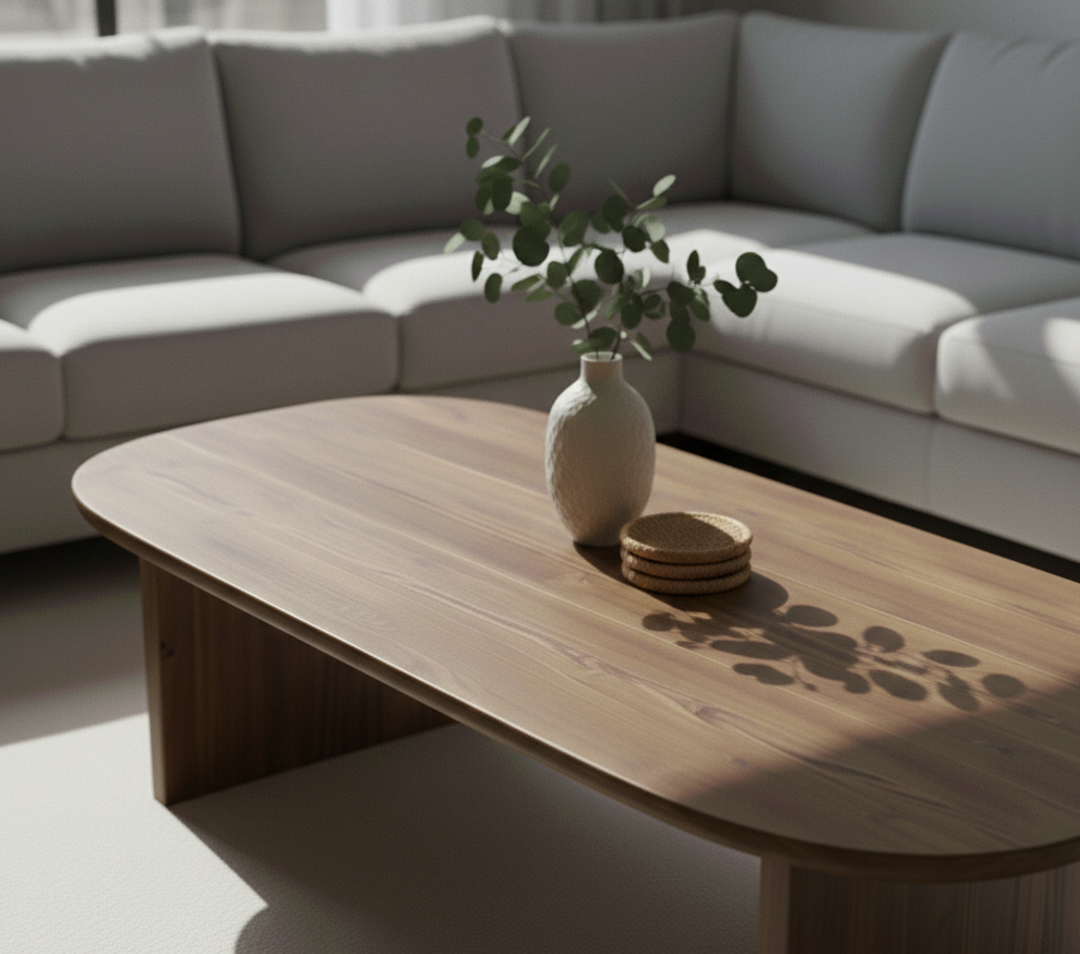 Ovalt Soffbord i Gran