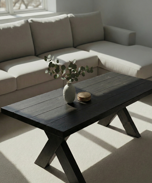 Soffbord med Kryssben i Gran/Ek